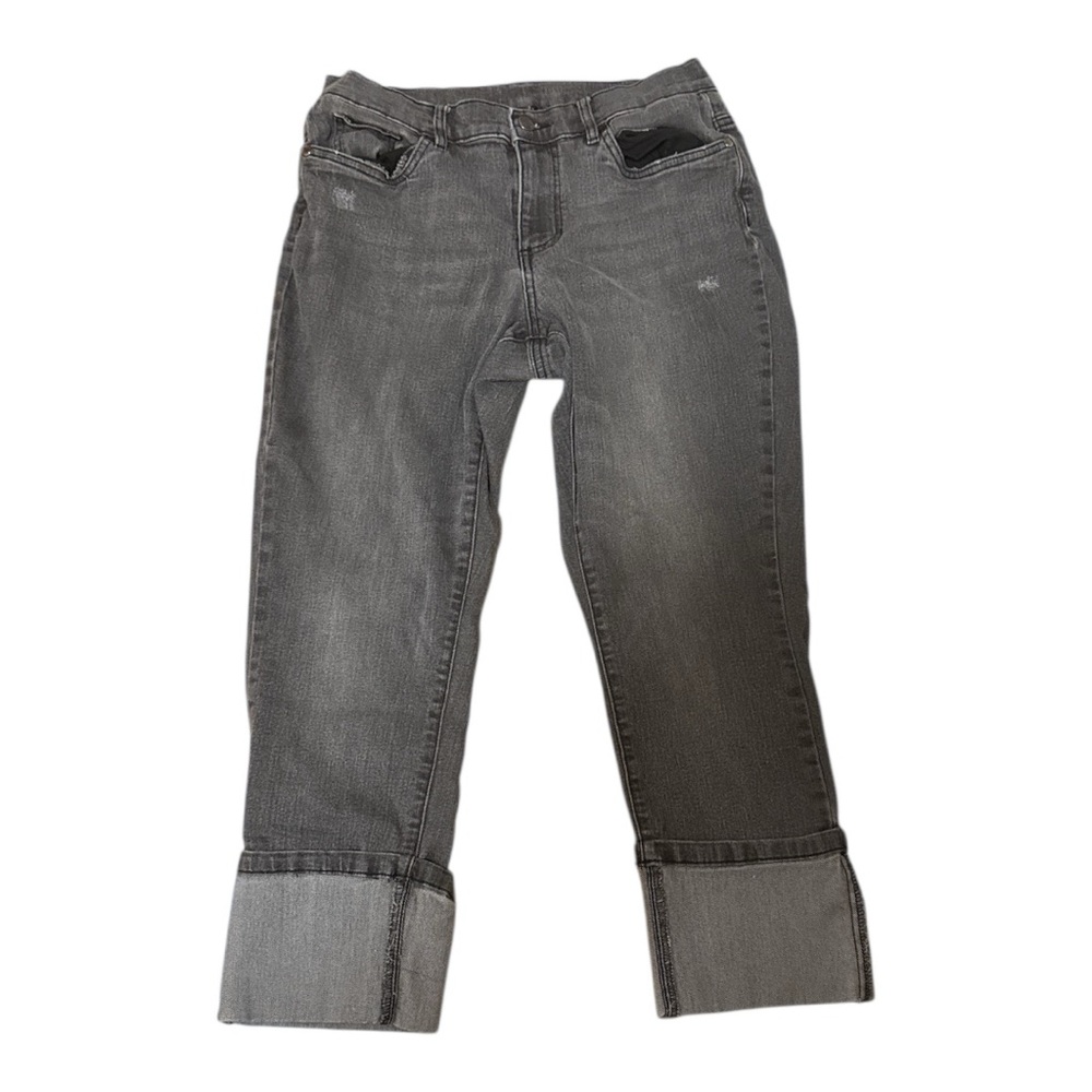 Venus Black Distressed Cuffed Stretch Jeans Size 10